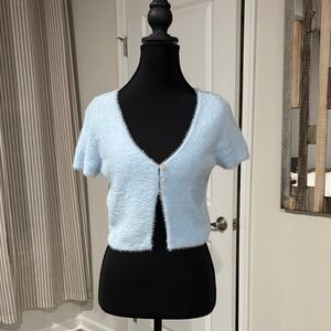 Kendall & Kylie Sky Blue Fuzzy Cardigan